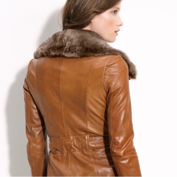 June Leather Coat with detachable fur collar - Size S - Picture 2 of 9